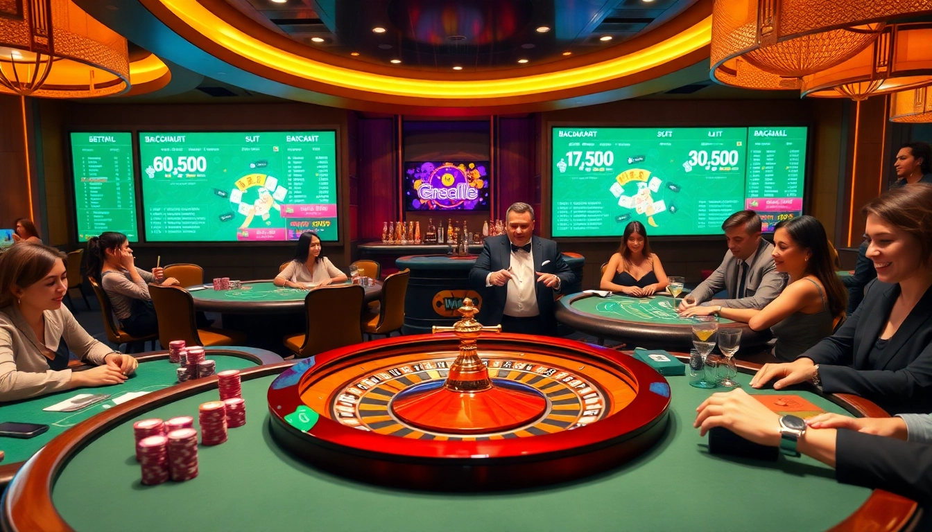 Players engaged in thrilling casino games at go8, showcasing luxury and excitement.