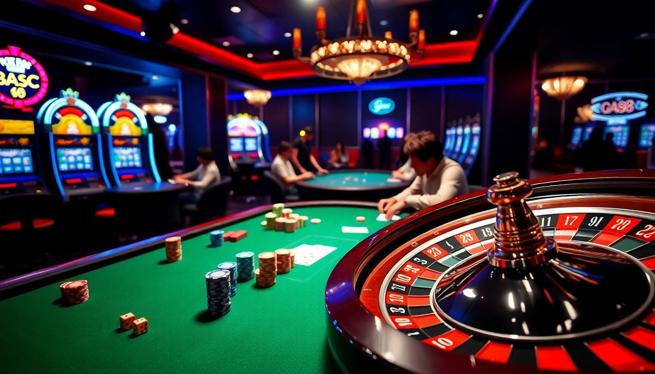 Engage in a thrilling casino atmosphere with go 88 poker tables, vibrant chips, and roulette wheels.