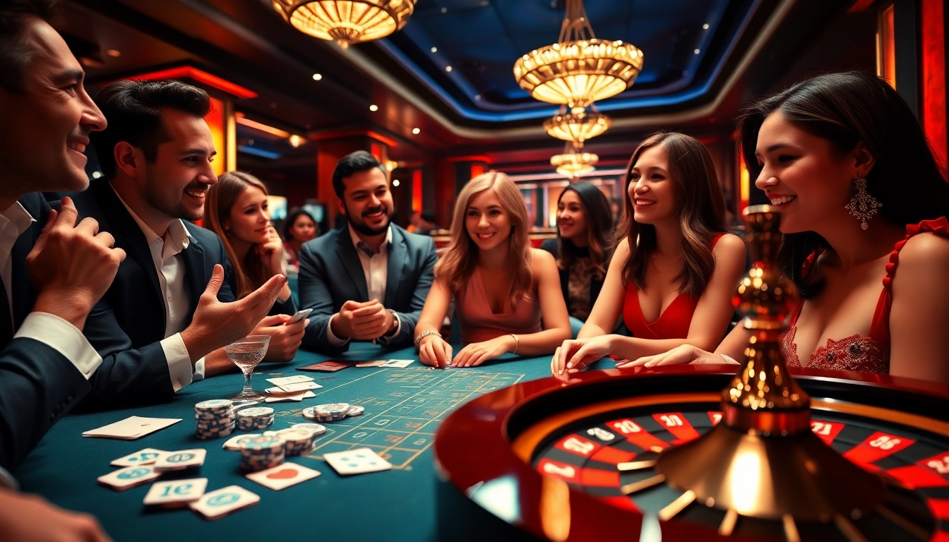 RIKVIP users enjoying an exhilarating gaming experience at a luxurious casino.