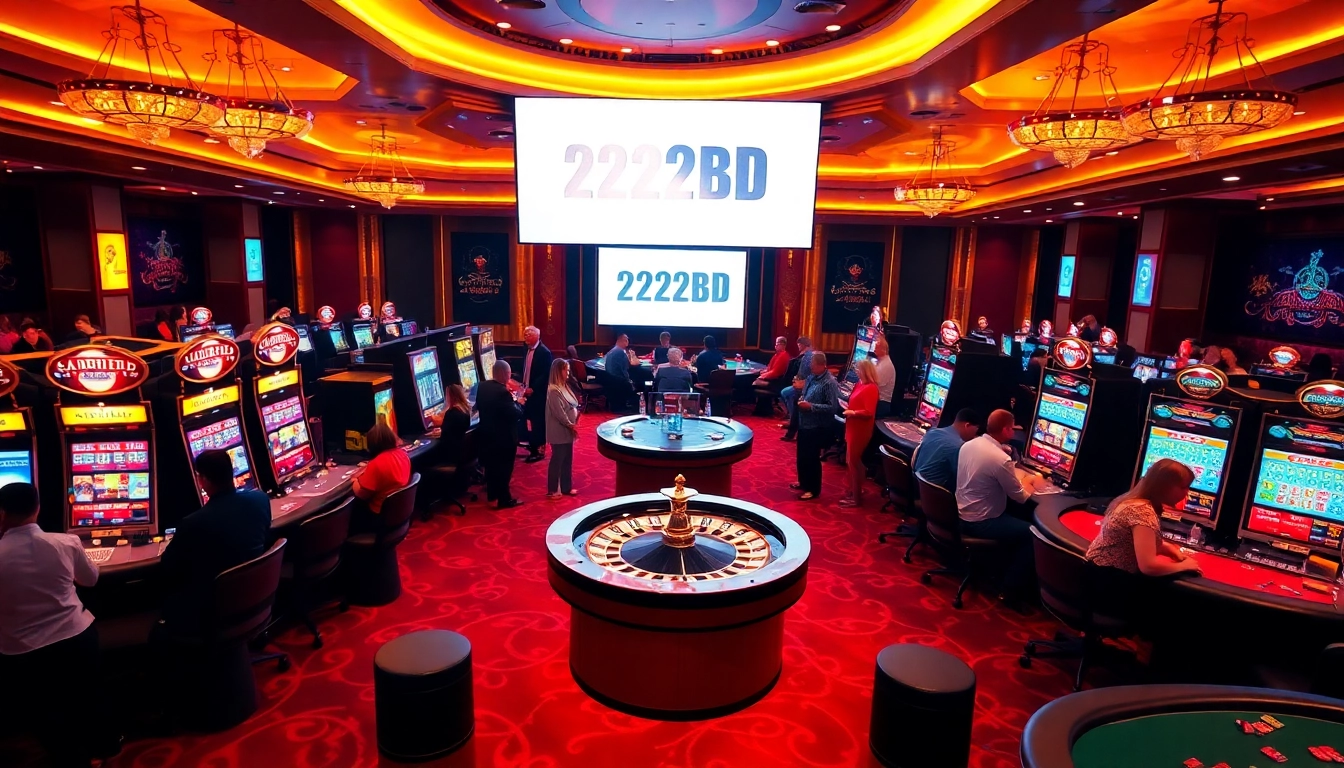 Play exciting casino games at 222BD with vibrant slot machines and roulette.