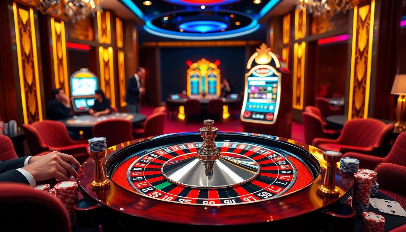 Exciting gambling action at https://xx88.directory/ showcasing a roulette wheel surrounded by poker chips.