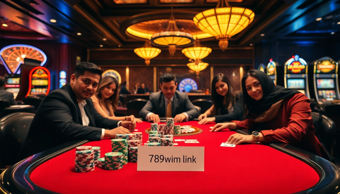Engage with 789win link while enjoying a thrilling poker game with vibrant chips and cards.
