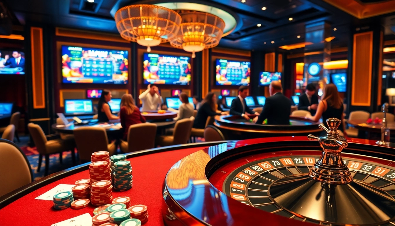Engage in excitement at hay.win's luxurious casino scene with poker chips and a roulette wheel.