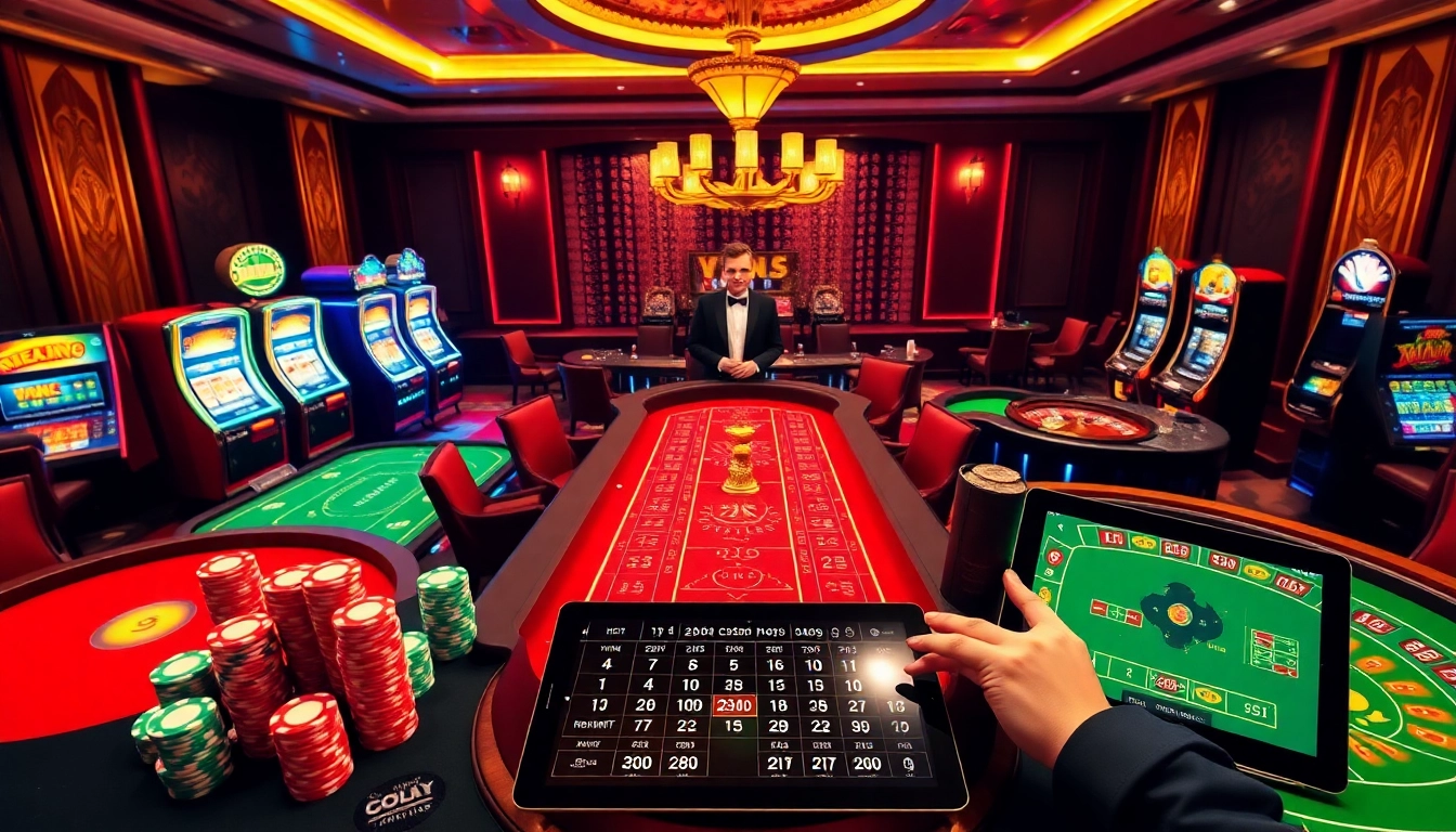C54.gb.net vibrant casino gaming experience with poker, roulette tables, and luxurious ambiance