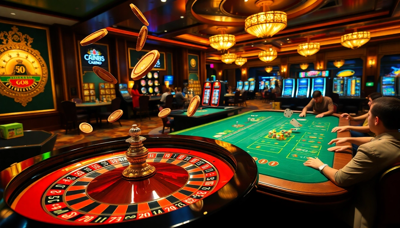Experience the vibrant energy of GO8's luxurious casino with players engaged in thrilling games.