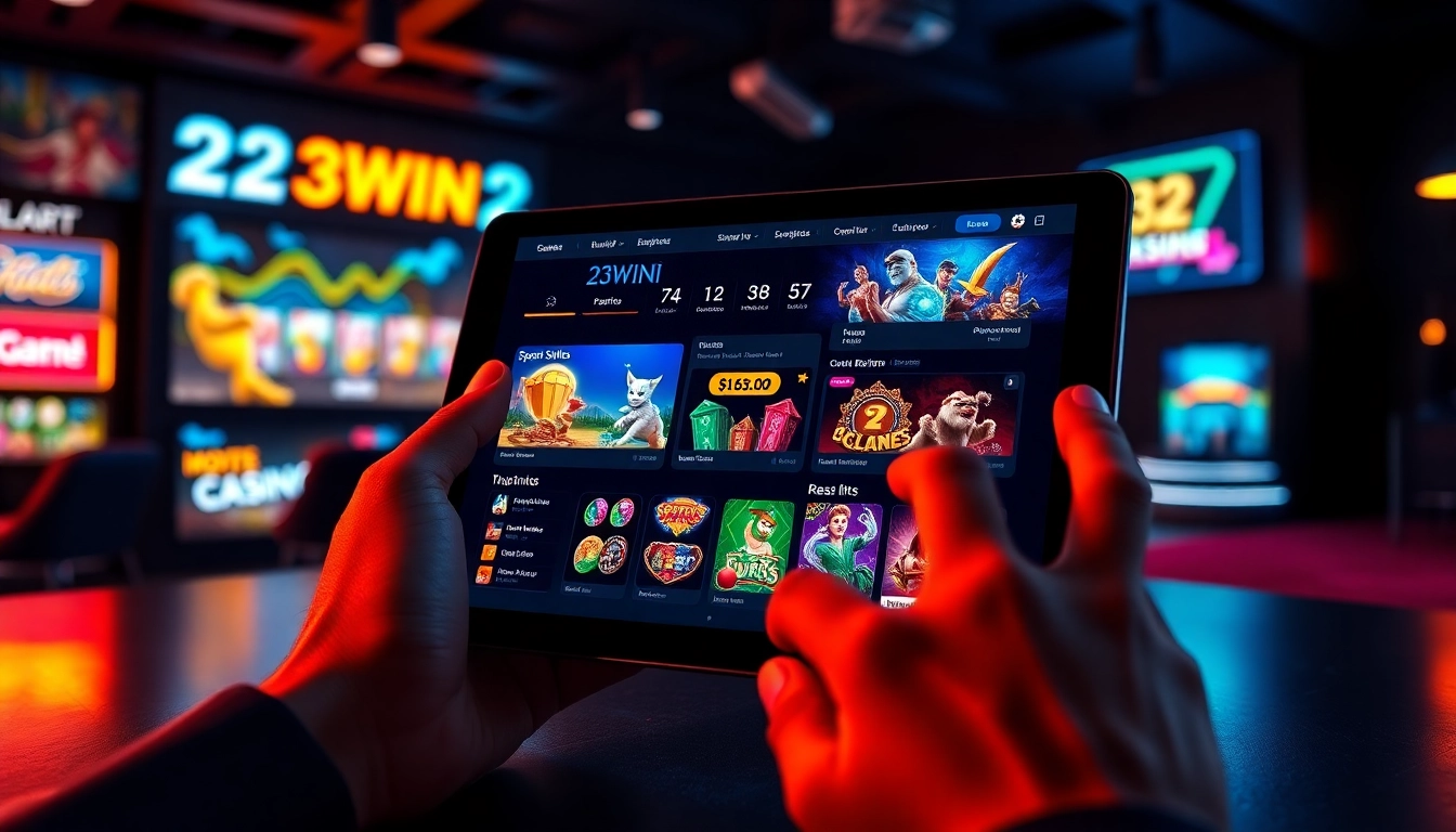 Interactive 23WIN online gambling platform showcasing vibrant game features and user-friendly design.