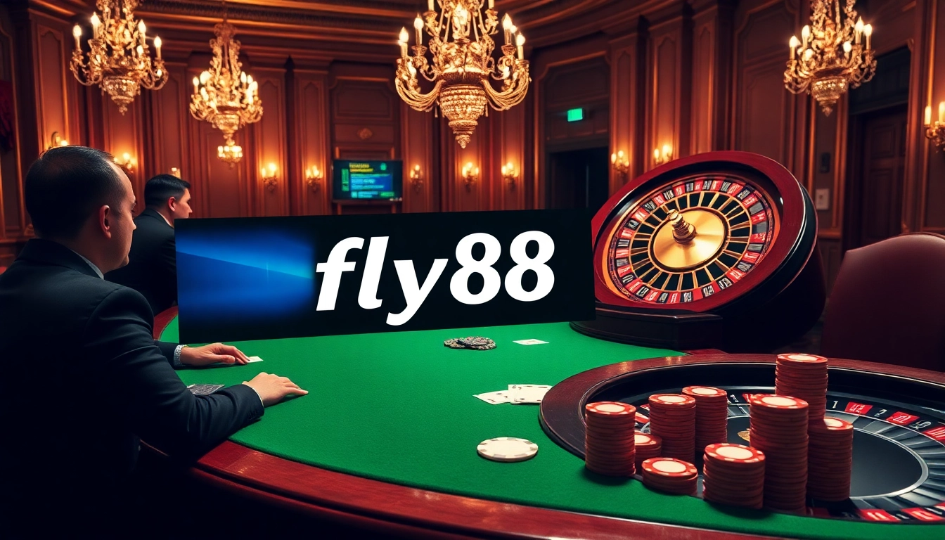 Experience the thrill of gambling with fly88 at a luxurious casino poker game scene.