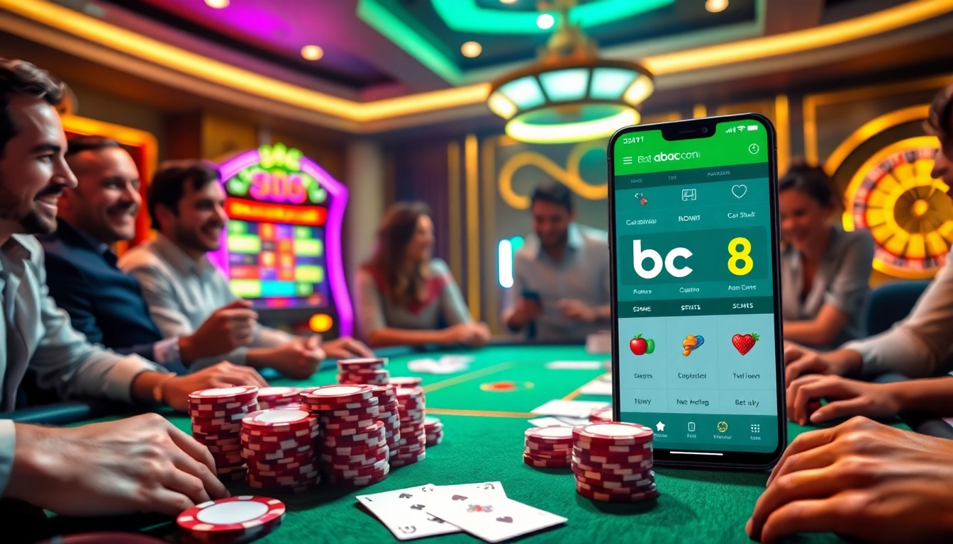 Players strategizing at a poker table, enjoying abc8's thrilling casino experience.