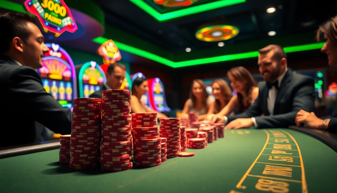 SODO-themed casino atmosphere with poker table action and vibrant slot machines.