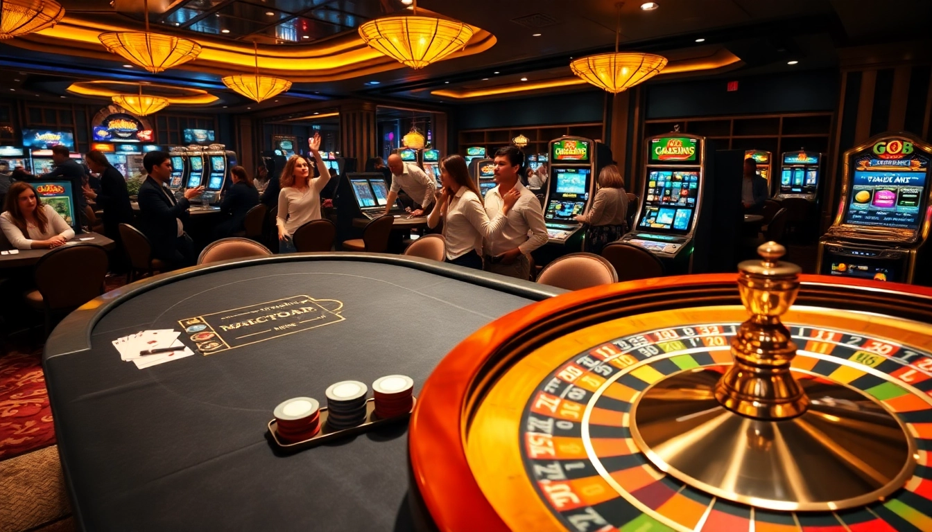 Go8 players engaging in thrilling casino activities at a luxurious poker table.