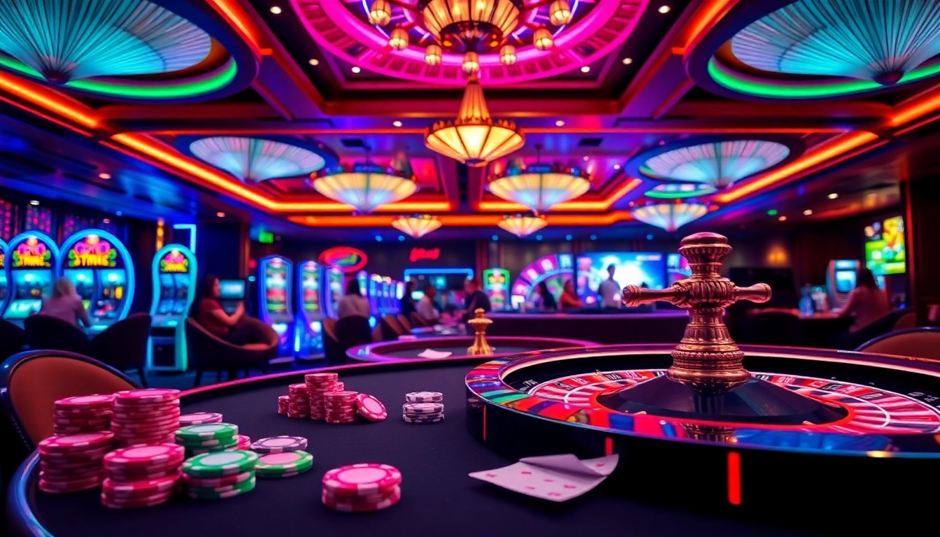 Experience the excitement of khuyến mãi okfun at a luxurious casino table with vibrant chips and cards.