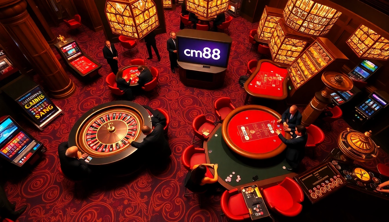 Experience gambling excitement at cm88 casino with luxurious tables and vibrant players.