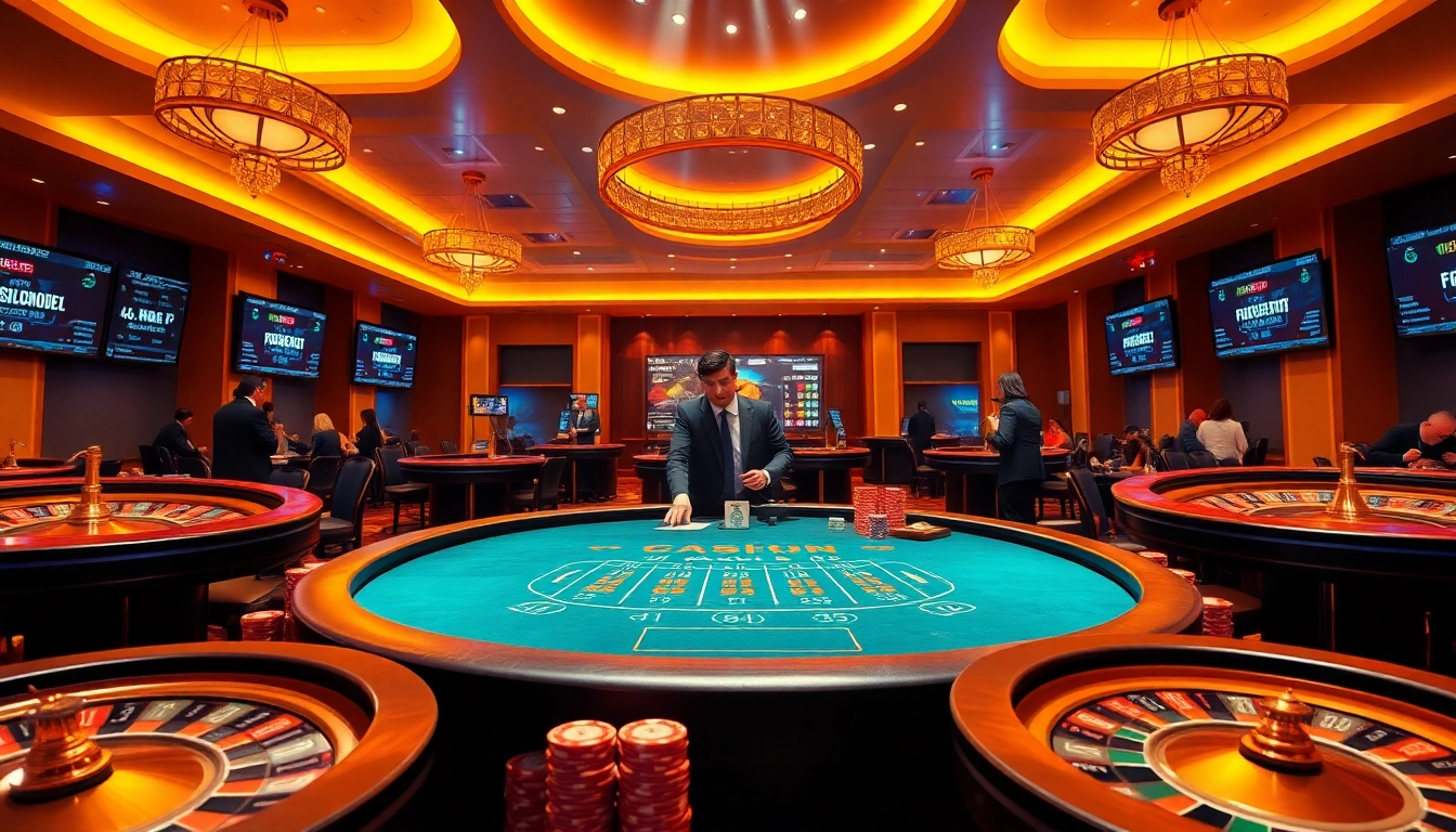 "Players enjoying exciting games at okfun.social, featuring vibrant casino tables and dynamic betting scenes."