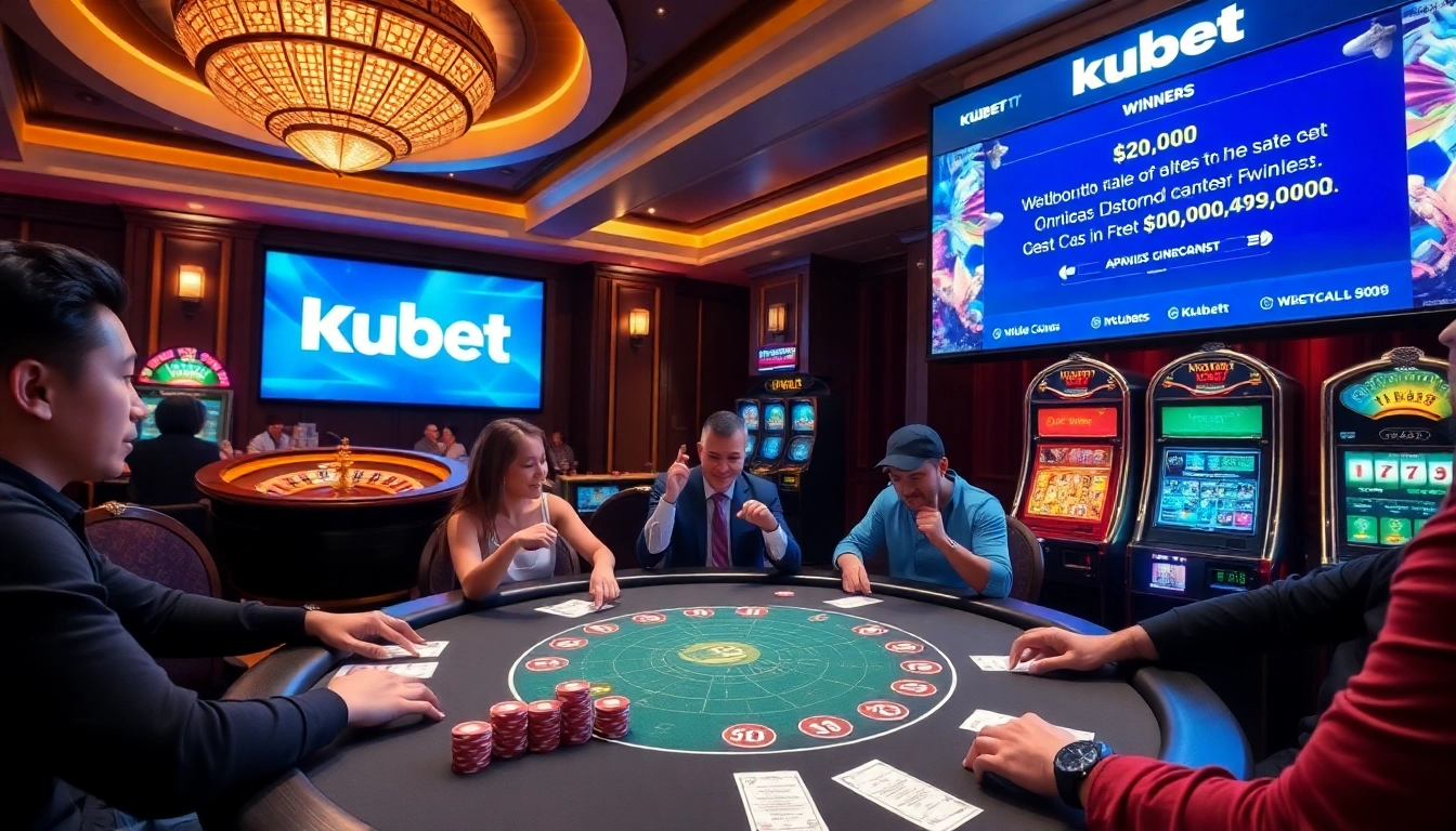 Kubet gaming experience featuring an exciting poker table with colorful chips and cards.