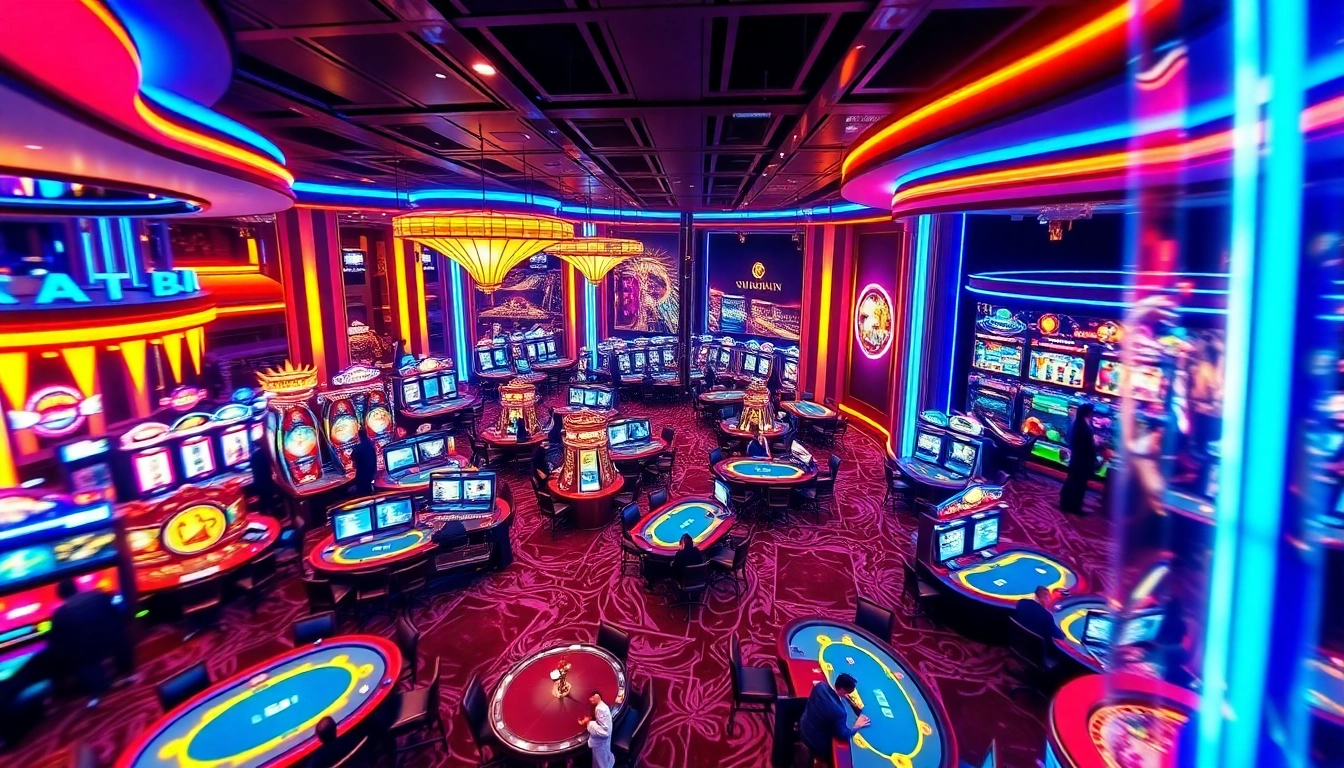 Sunwin's luxurious online gaming platform showcasing vibrant casino games and engaging players.