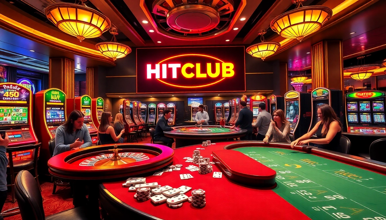 Experience the thrill of HITCLUB in a vibrant casino setting with lively gambling activities.
