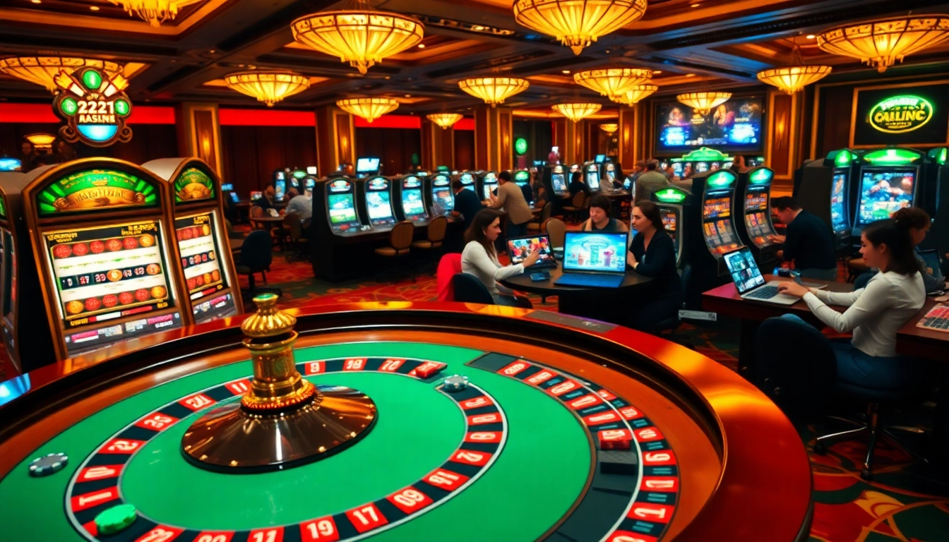 Experience the thrill of winning at 22jl org casino with vibrant roulette tables and lively gambling action.