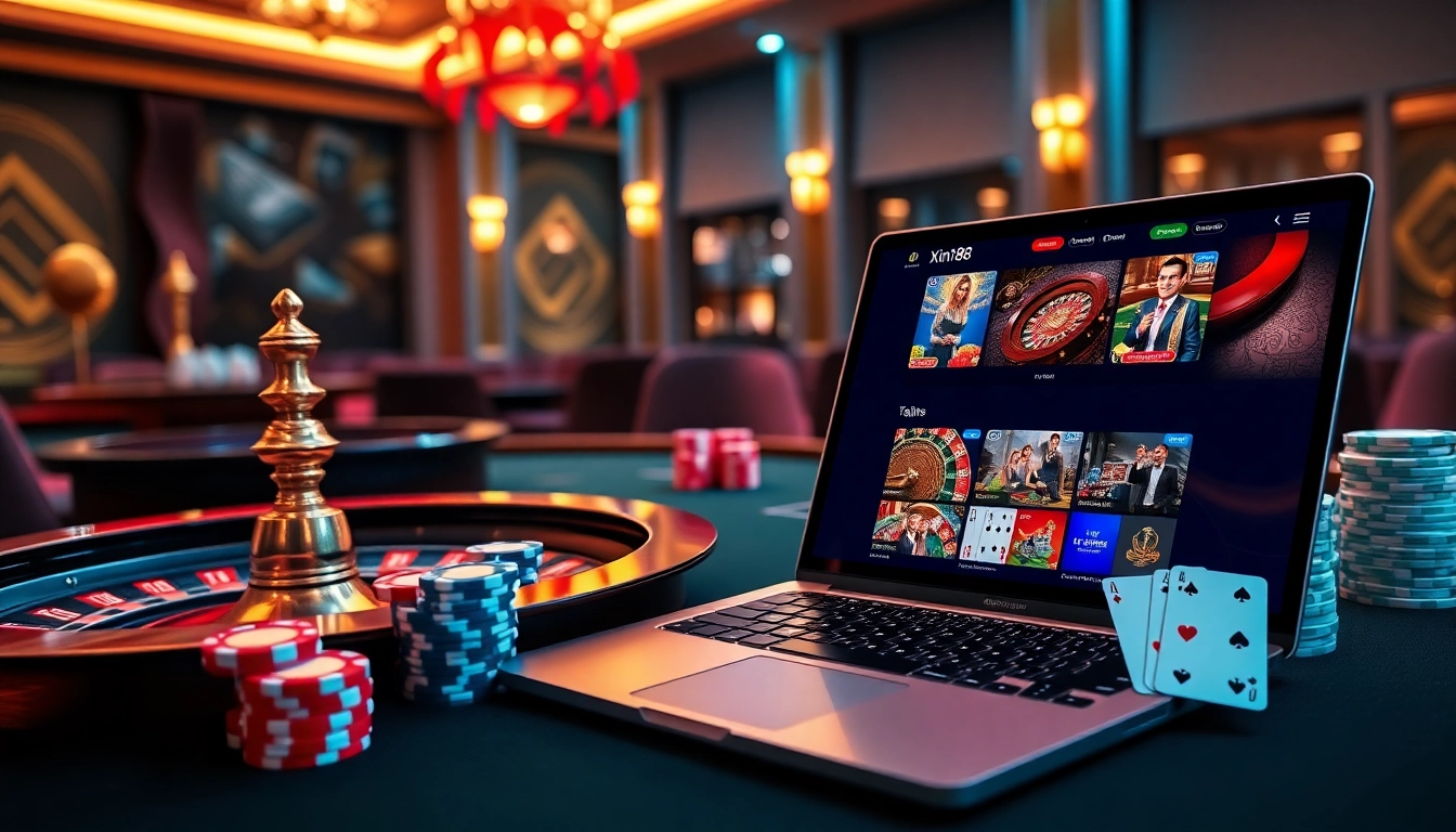 Experience thrilling gameplay at xin88 online casino with vibrant chips and roulette.