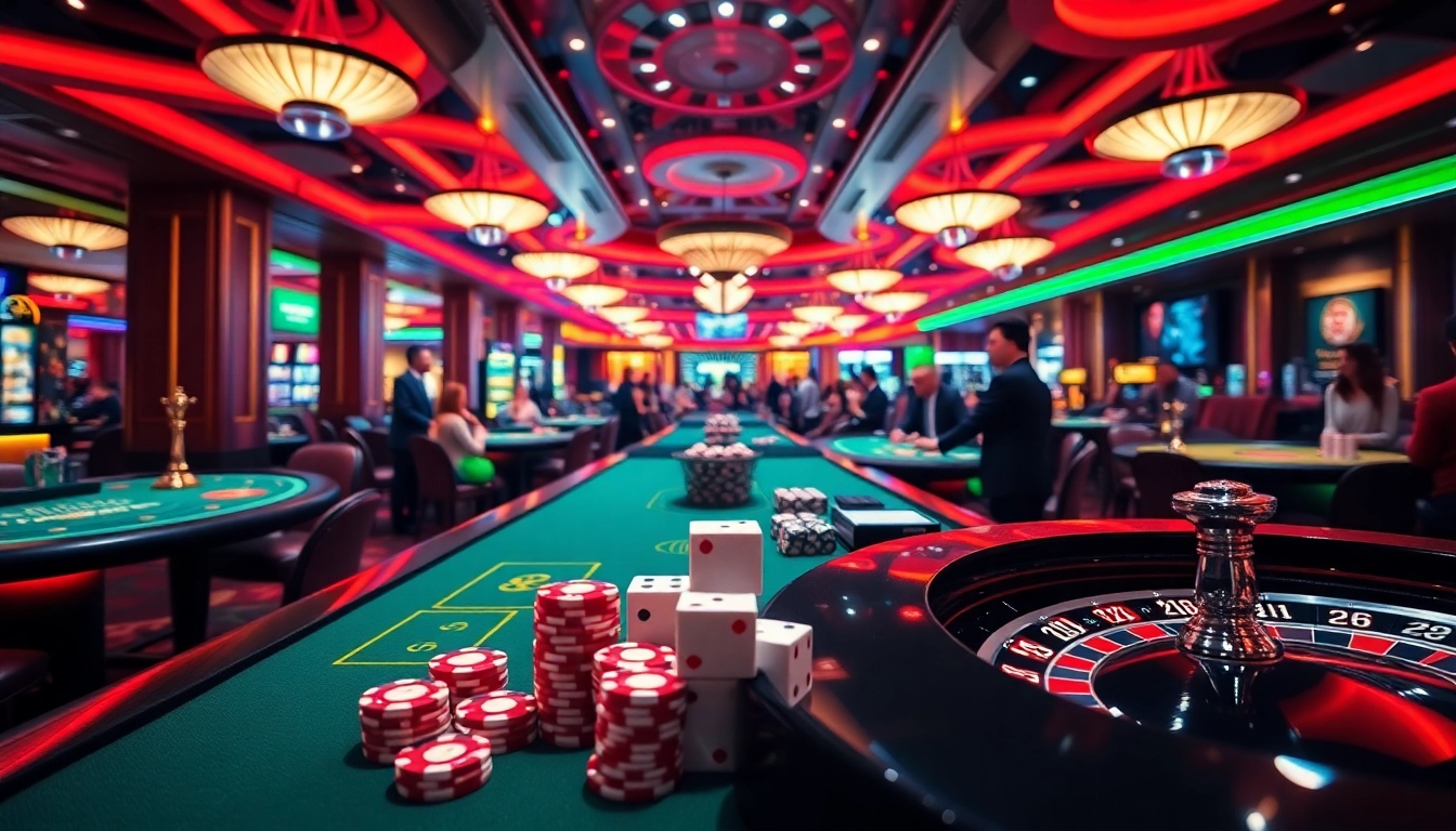Experience the thrill of gambling action at https://kkwin.co.com/ with poker chips and vibrant casino tables.
