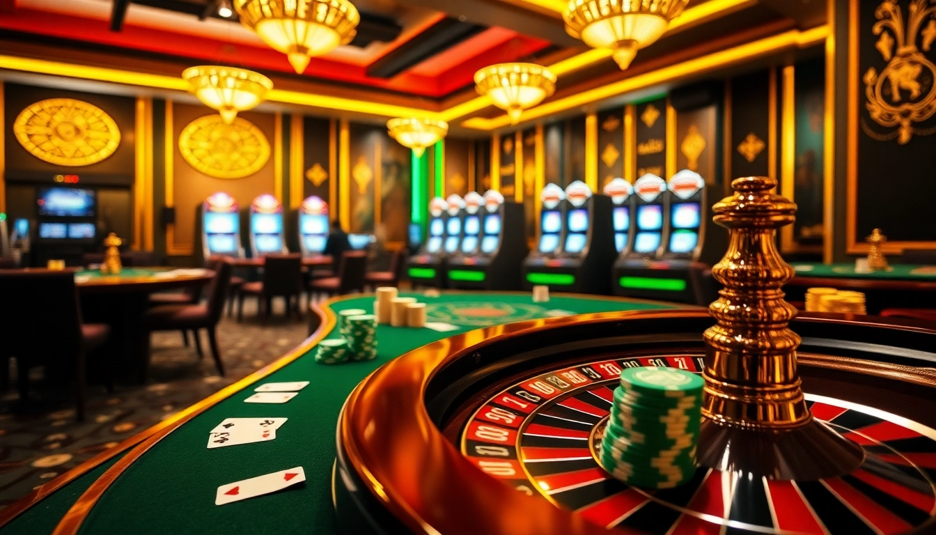 SODO66 players celebrating wins at a vibrant casino with luxurious tables and slot machines.