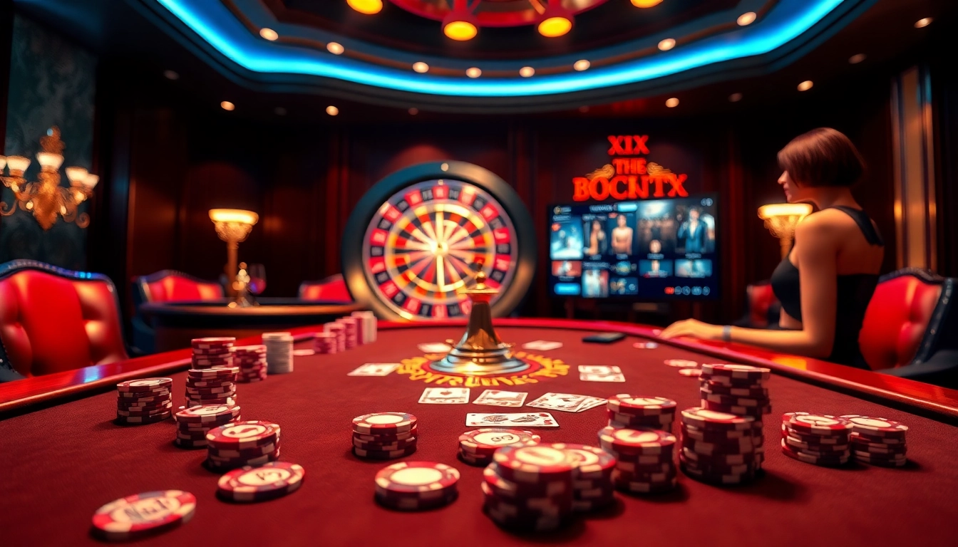 Engage in thrilling gameplay with the latest XXX game at an upscale casino poker table.