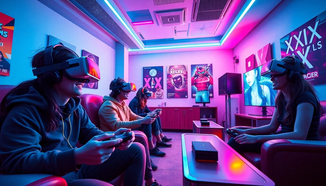 Engaging players immersed in a vibrant XXX game environment with futuristic gaming elements.