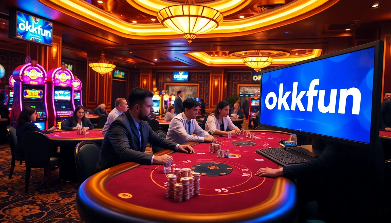 okfun players enjoying a lively casino atmosphere with engaging games and vibrant visuals.