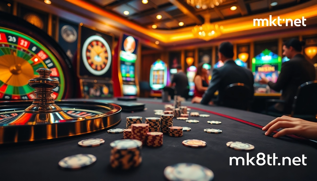 Engaged players at a luxurious gaming table, showcasing mk8th.net and exciting gambling elements.