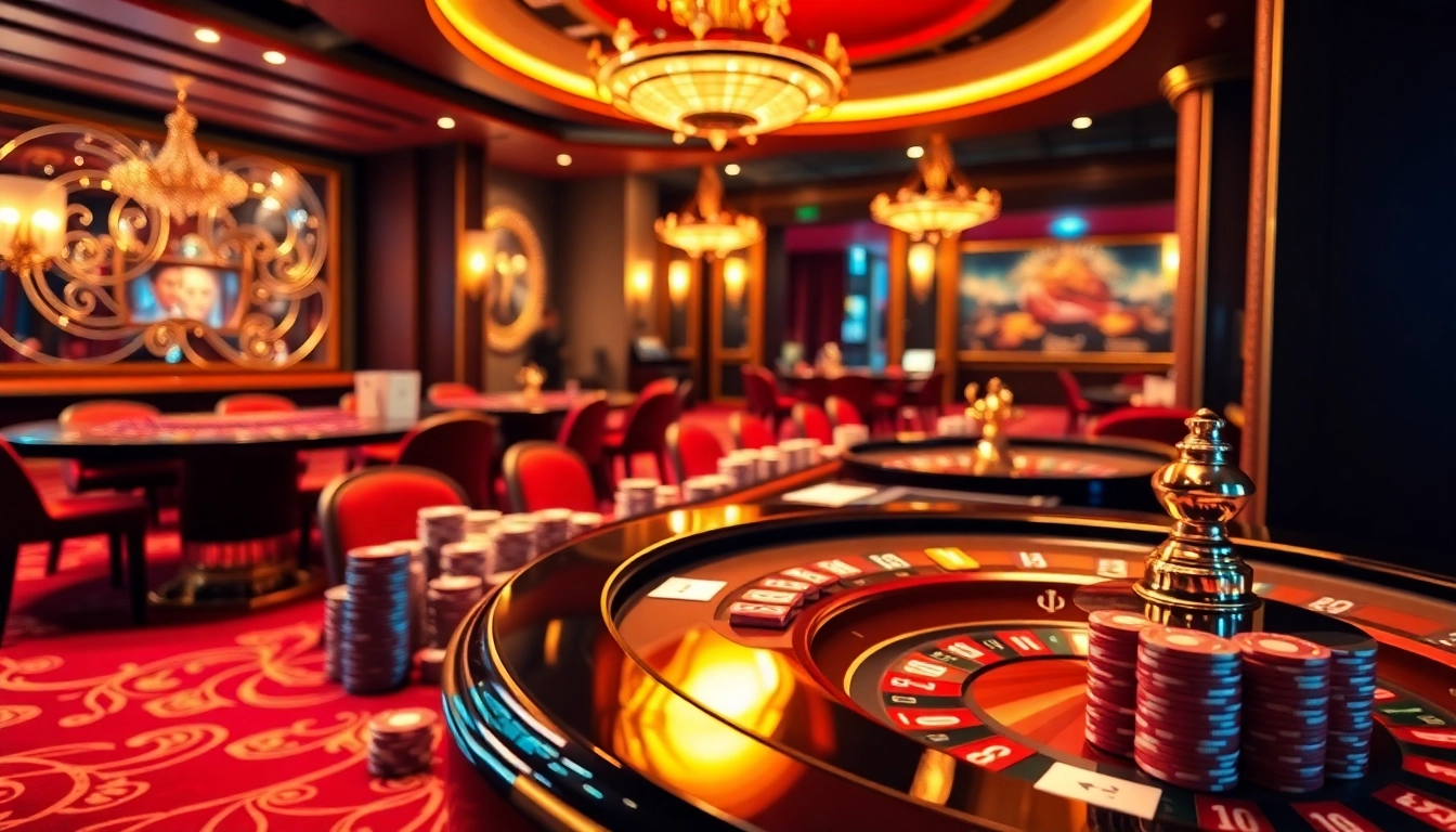 Experience the thrill of riches at rik vip with stunning casino visuals of poker tables and roulette wheels.