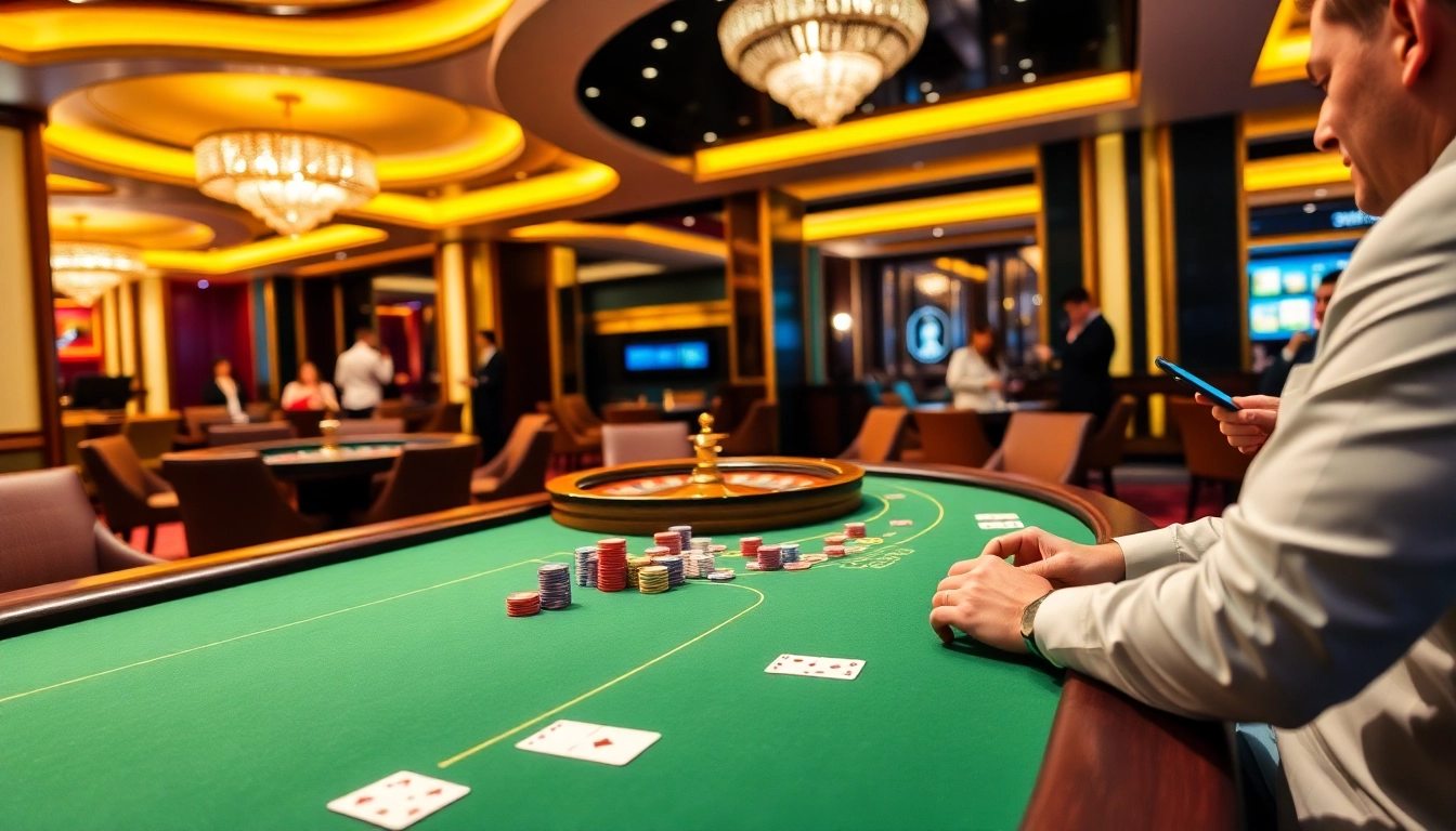Experience the excitement at NH88's vibrant casino with poker tables and roulette wheels.