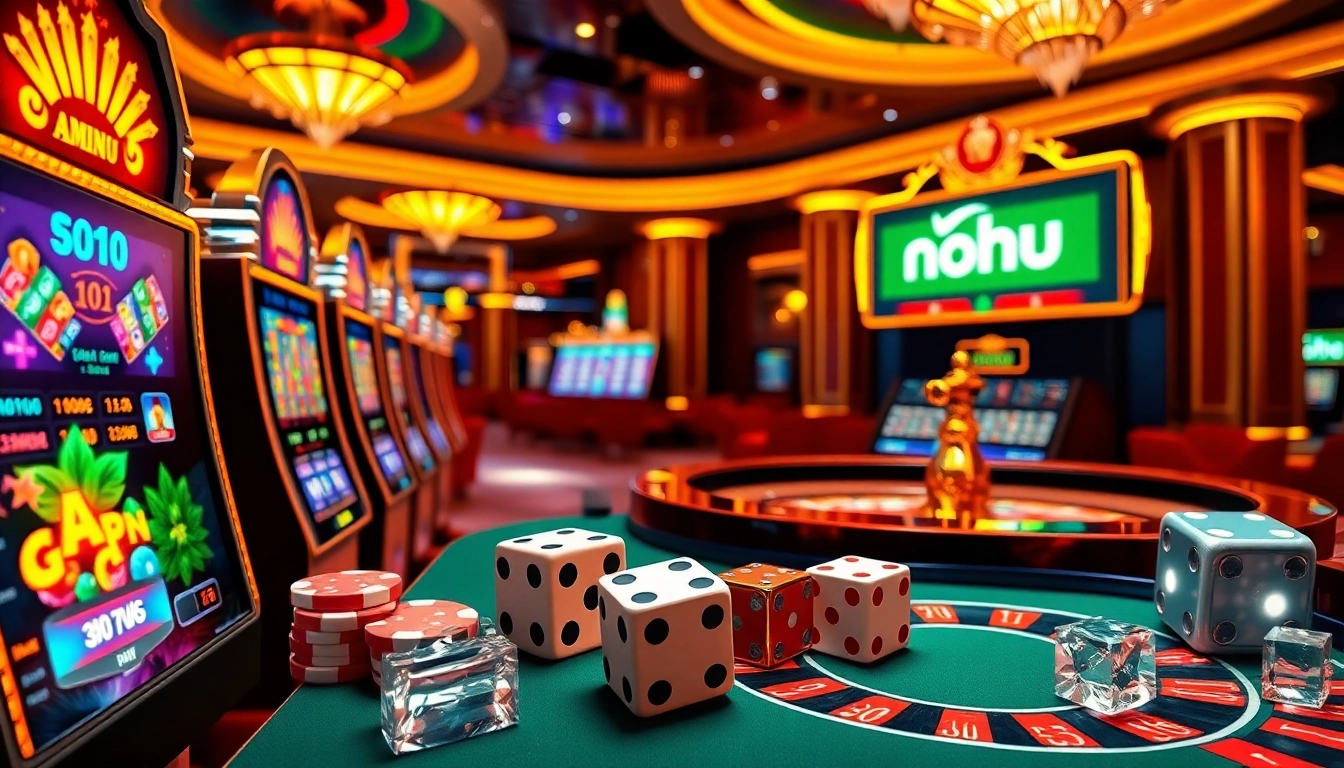 Nohu enhances the excitement of casino games with vibrant slot machines and gambling action.