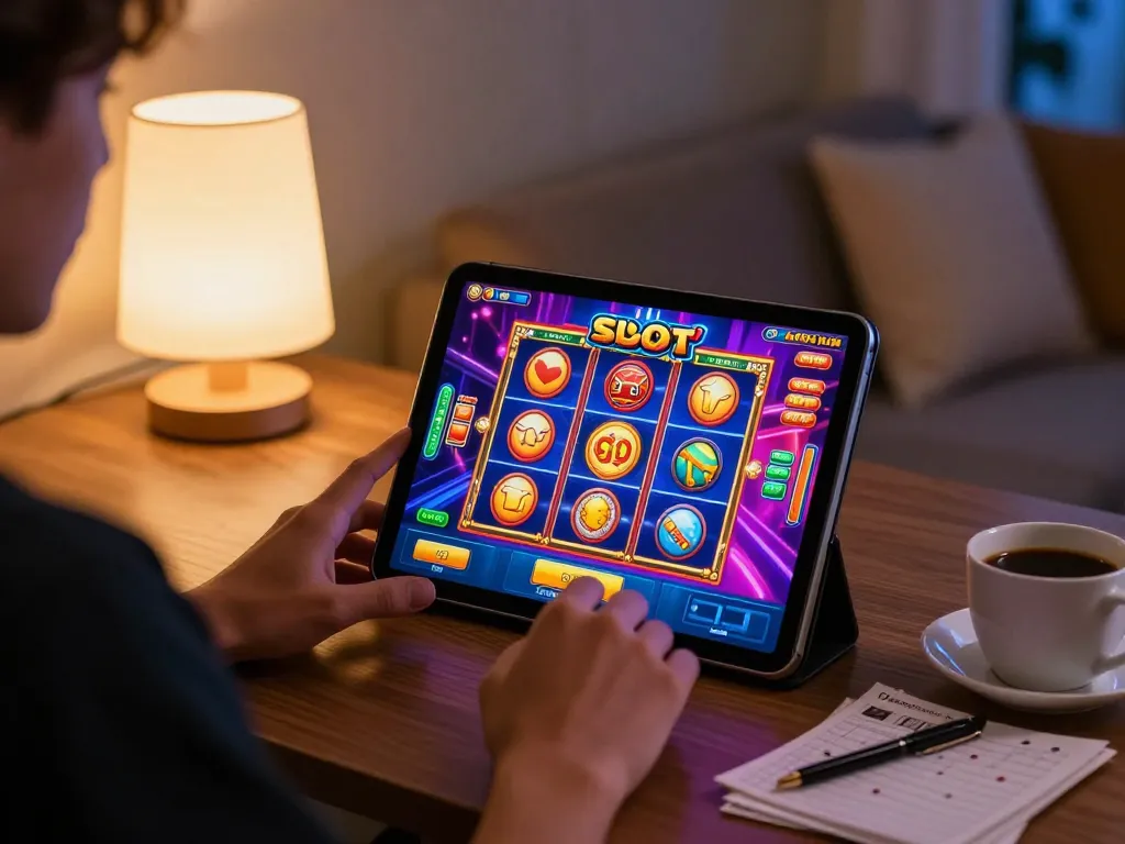 Engaging gameplay scene featuring Slot Malaysia on a tablet screen in a warm home setting