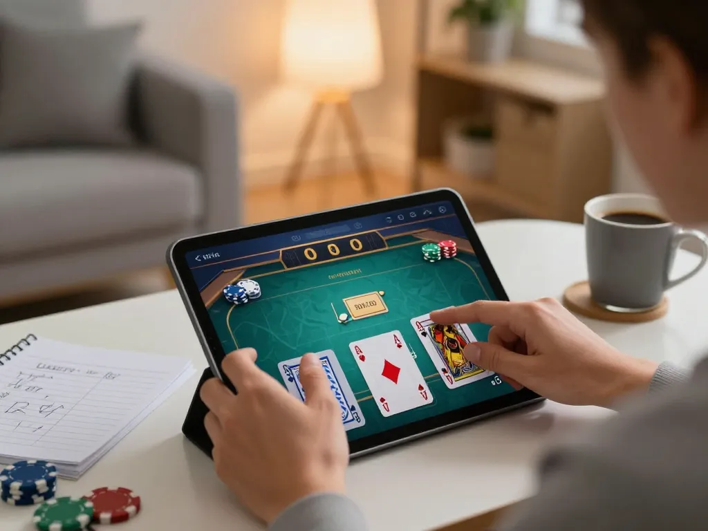 MB66 online poker gaming session showcasing player's view with cards and chips in focus, emphasizing strategic gameplay.