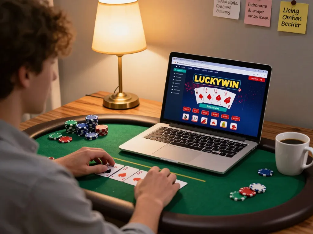 Engaging gameplay at LUCKYWIN casino with user strategy on display in a cozy home setting.