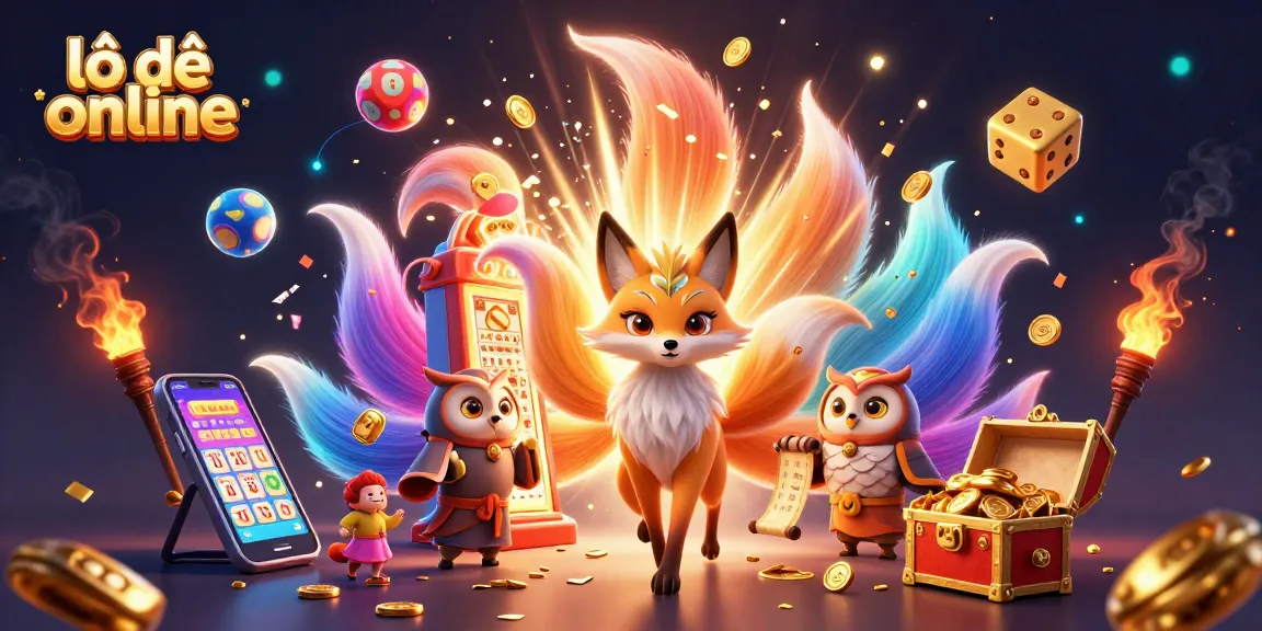 Engage in lô đề online with vibrant 3D lottery elements and enchanting characters celebrating winning moments.