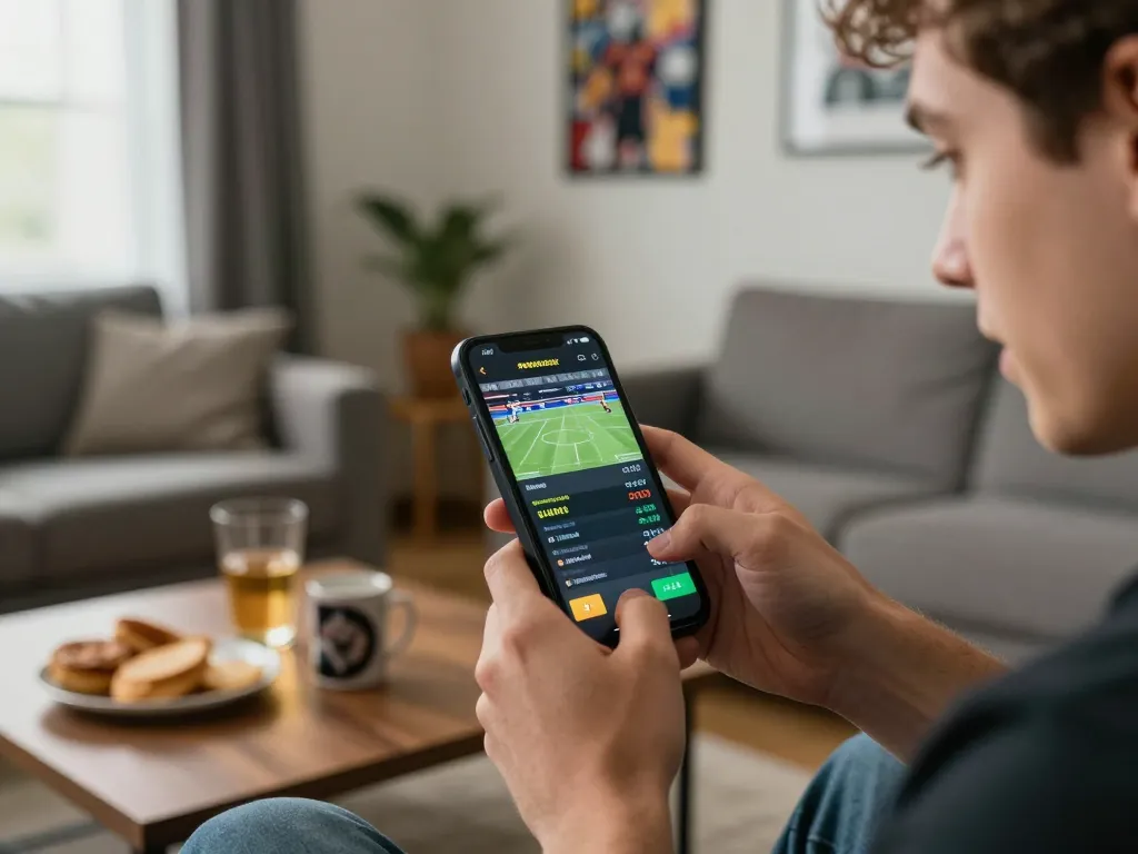 Placing bets via link mb66 on a smartphone during an exciting sports event