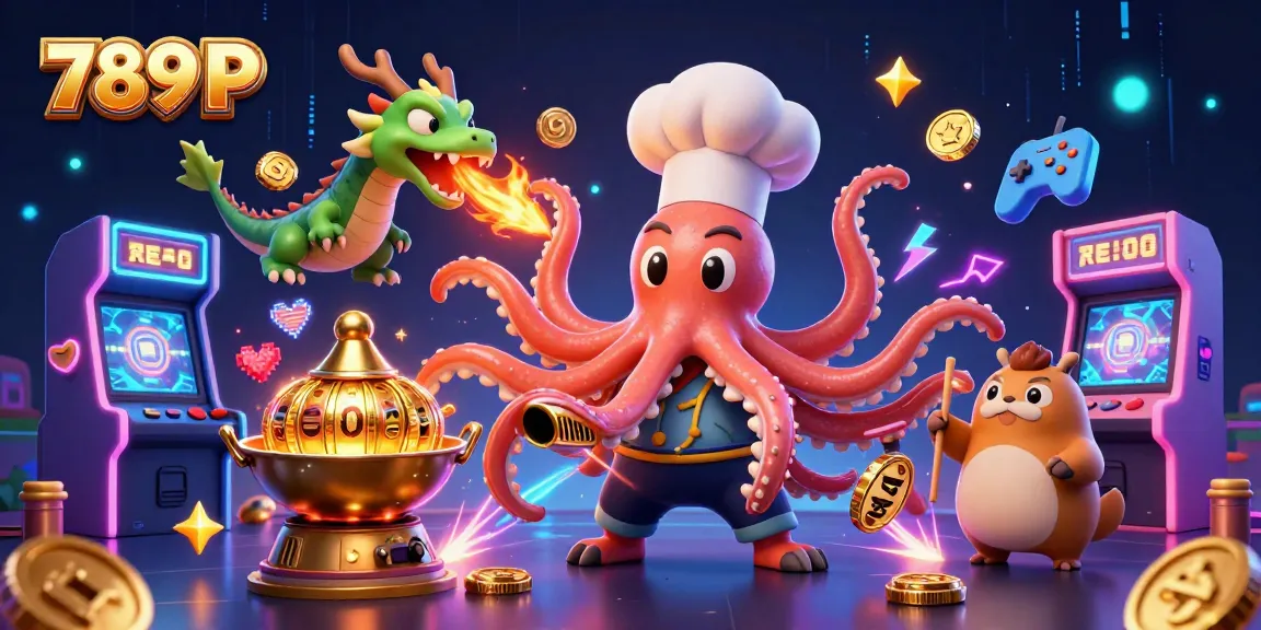 Engage with thrilling gameplay at 789 P's illustrated casino scene, showcasing vibrant slot reels.