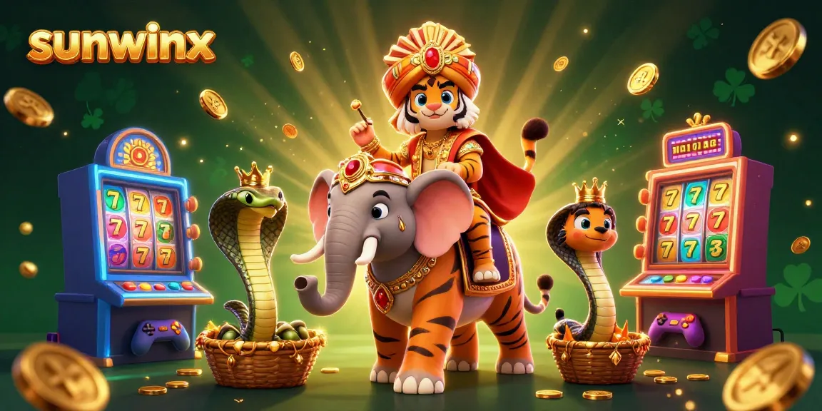 Engage with the vibrant sunwinx gaming scene featuring a majestic maharaja tiger in a stunning casino landscape.