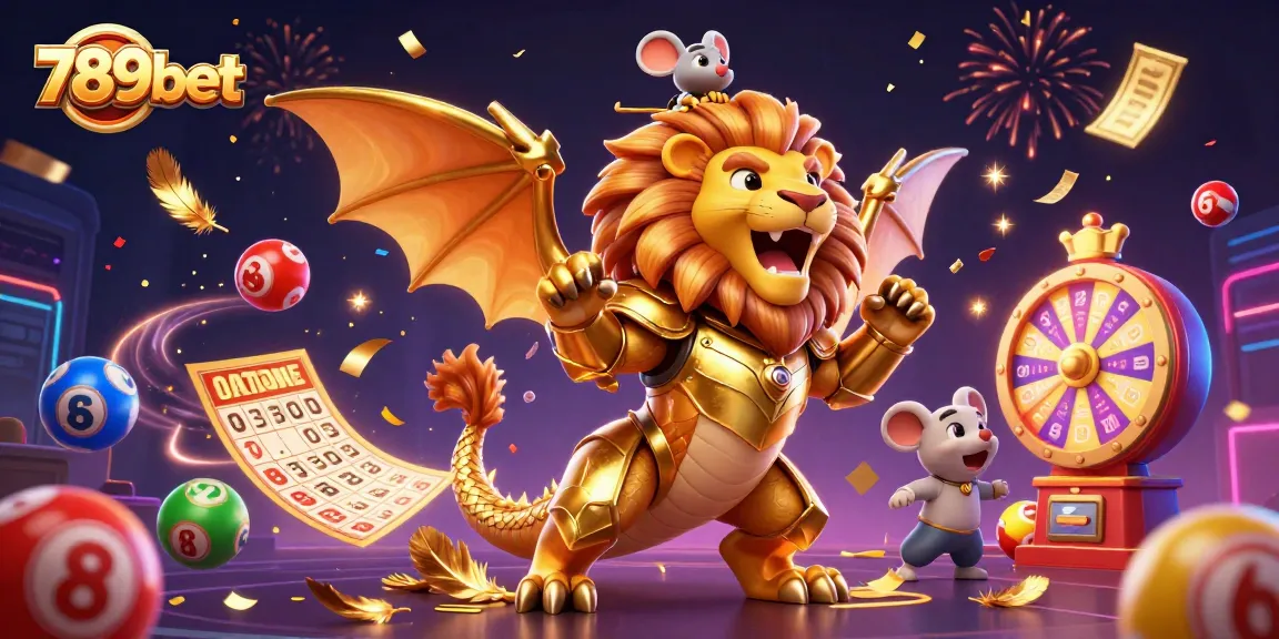 Experience thrilling gaming action with 789bet's vibrant lottery and casino-themed illustration.